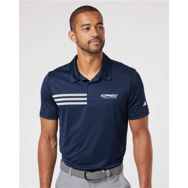 Hommes Adidas 3 Stripe Polo