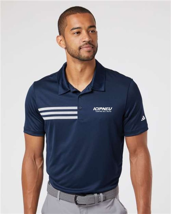 Hommes Adidas 3 Stripe Polo